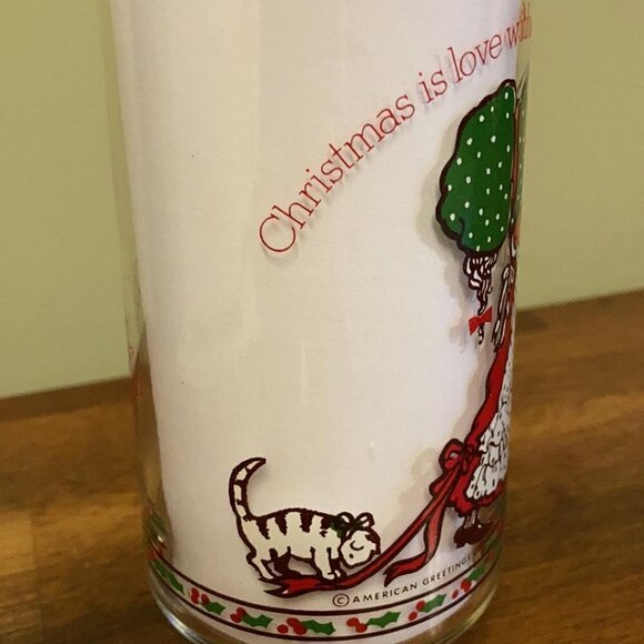 Vintage Holly Hobbie Coke Christmas Glass Cat Christmas - Picture 7 of 9